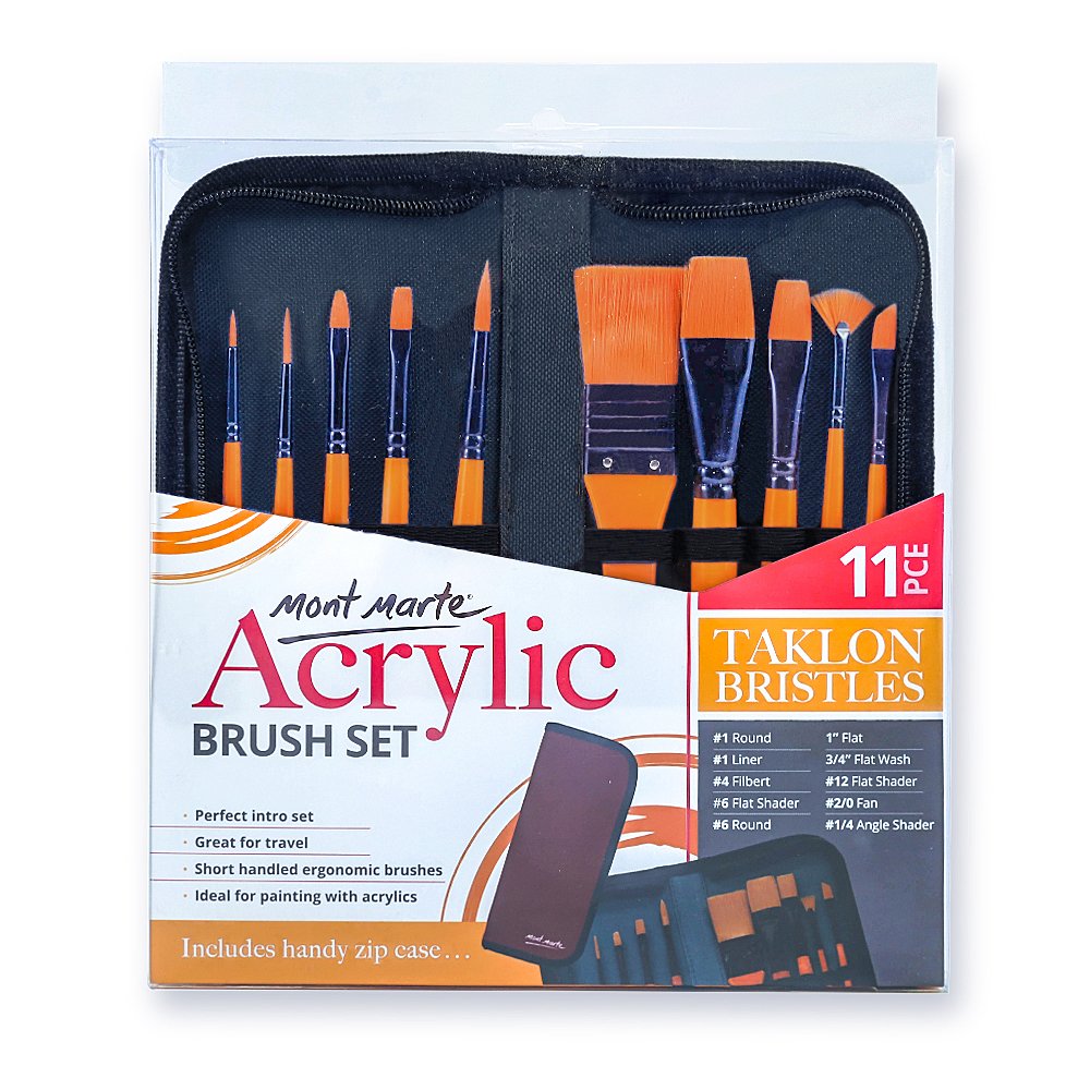 Mont Marte Art Paint Brushes Set for Painting, 10 Variety of Brushes Types for Class, Kids, Artists- Nice Art Brushes for Acrylic Painting - Image 4