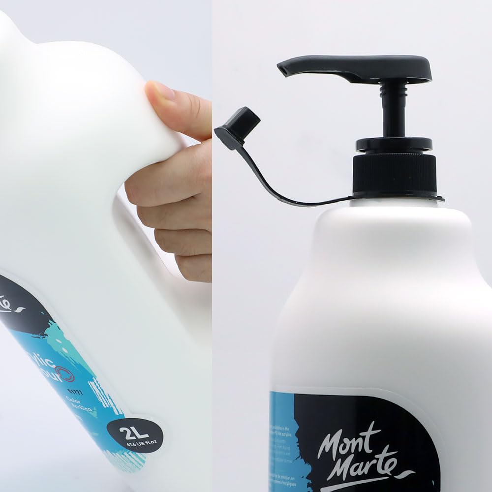 Mont Marte Discovery School Acrylic, Titanium White and Black, 1/2 Gallon (2 Liter). Ideal for Students and Artists. Excellent Coverage and Fast Drying. Pump Lid Included. - Image 6