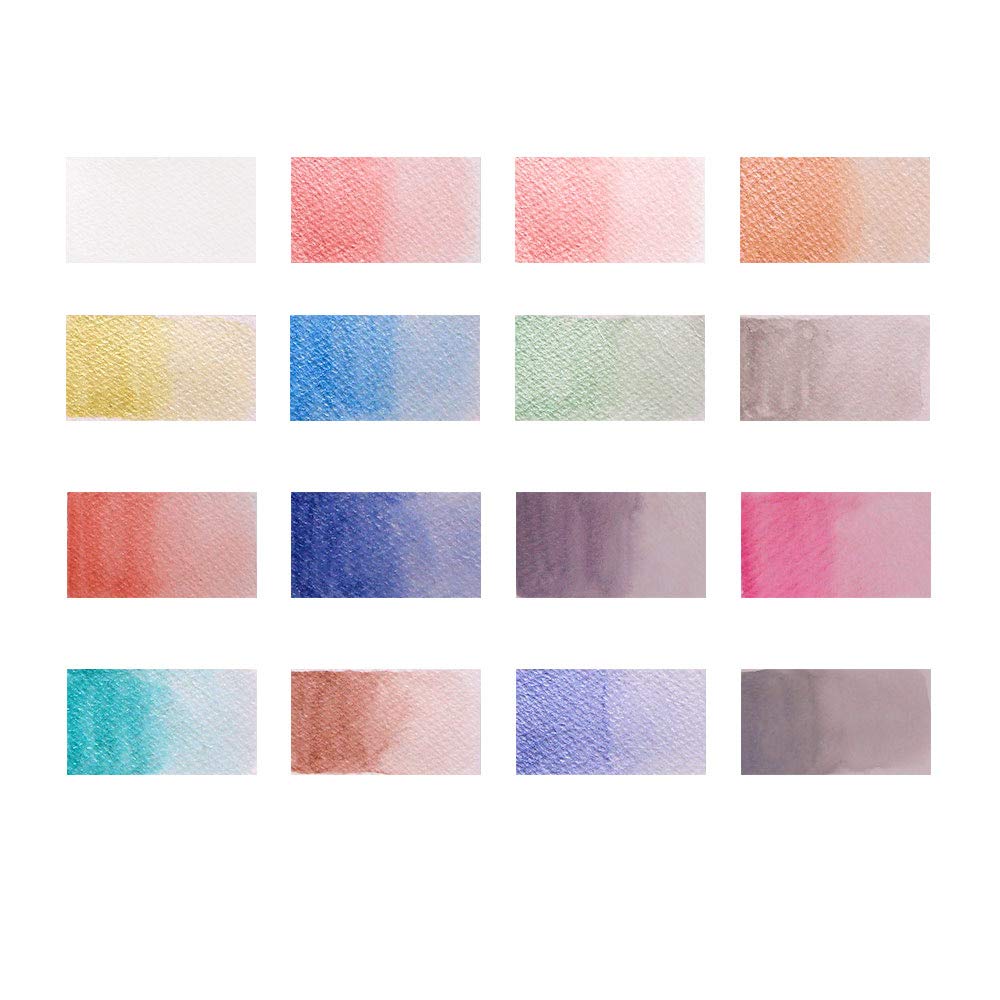 Mont Marte Metallic Watercolor Set, Pearl Paint, 17 Piece, 16 Vibrant Colors, 1 Paint Brush - Image 3