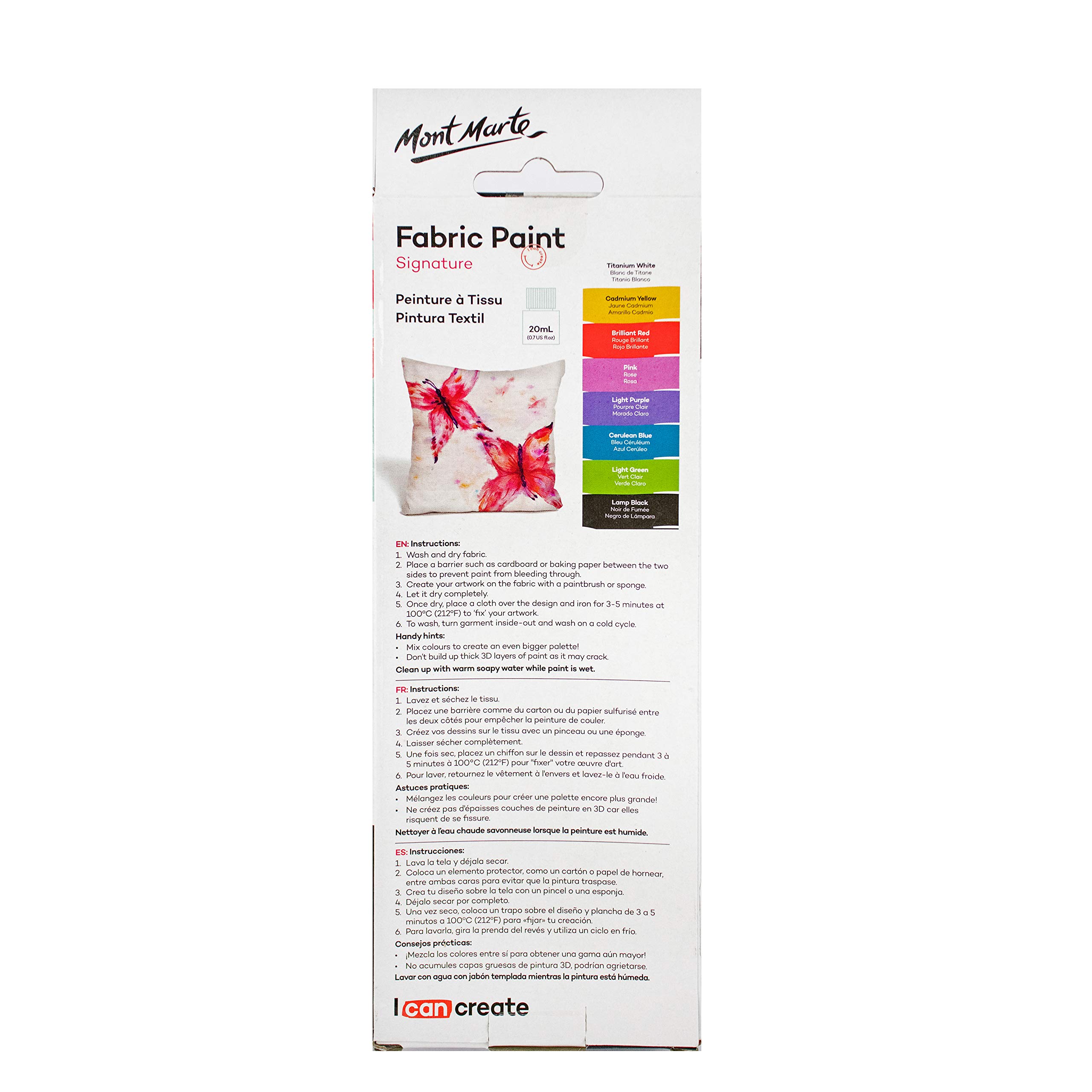 Mont Marte Permanent Fabric Paint Set 8 x 20ml Vivid Colours for Textile, Fabric, T-Shirt, Canvas, Wood, Ceramic, Glass - Image 7